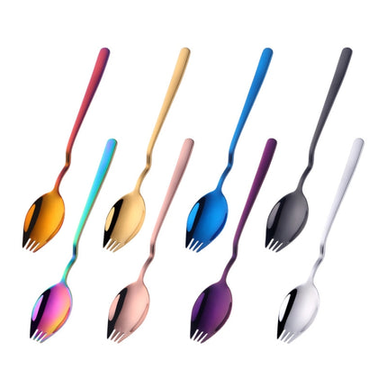 3 PCS Stainless Steel Instant Noodle Fork Multi-Purpose V-Shaped Knife Fork And Spoon All-In-One Tableware, Colour: Gold-garmade.com