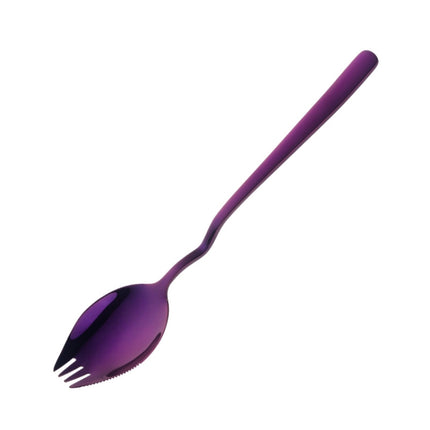 3 PCS Stainless Steel Instant Noodle Fork Multi-Purpose V-Shaped Knife Fork And Spoon All-In-One Tableware, Colour: Purple-garmade.com