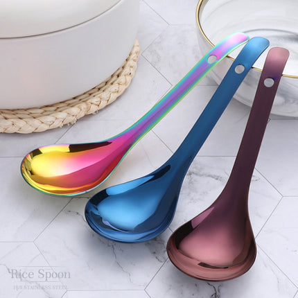 304 Stainless Steel Rice Spoon Household Thickened Large Soup Spoon,Random Color Delivery-garmade.com