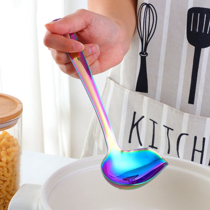 304 Stainless Steel Oil Spoon Thickened Soup Spoon Pouring Sauce Spoon, Specification: Magic Colorful-garmade.com