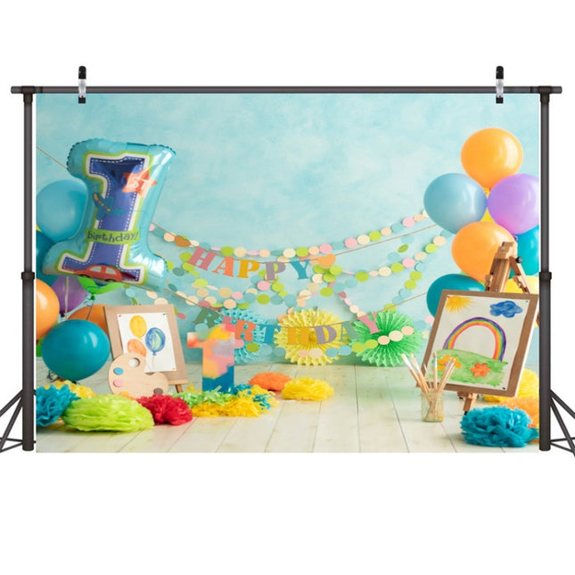 2.1m X 1.5m One Year Old Birthday Photography Background Party Decoration Hanging Cloth(583)-garmade.com