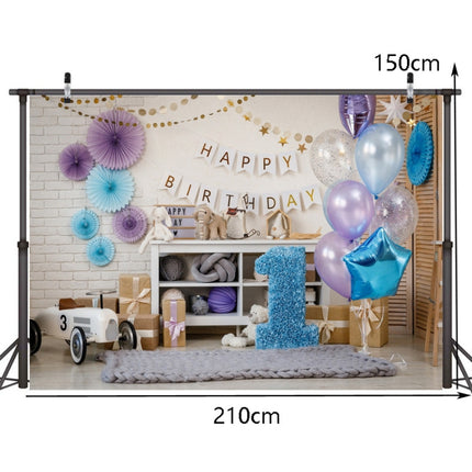 2.1m X 1.5m One Year Old Birthday Photography Background Party Decoration Hanging Cloth(523)-garmade.com