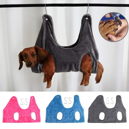 Cat And Dog Hammock Pet Nail Trim Thickening Grooming Hammock, Size: Middle 30cm(Gray)-garmade.com