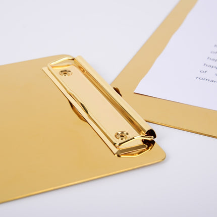 YT-XZB A4 Gold Stainless Steel Writing Board Multi-Function Metal File Splint, Specification: Large-garmade.com