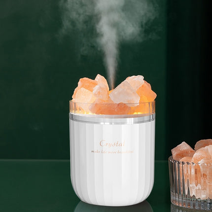 A07 Crystal Salt Humidifier USB Charging Home Aromatherapy Humidifier(White)-garmade.com