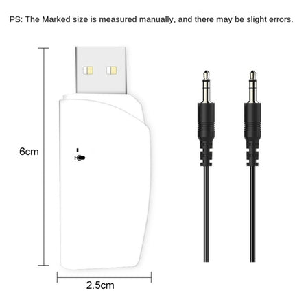 2 PCS BT101 USB Dual Output Bluetooth 5.0 Wireless Audio Receiver Adapter-garmade.com