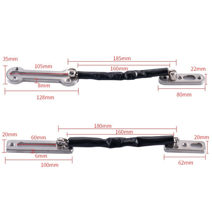 2 PCS Thickened Anti-Theft Chain Stainless Steel Door Bolts Hotel Room Door Chain Buckle Door Chain, Specification: Large (Black)-garmade.com
