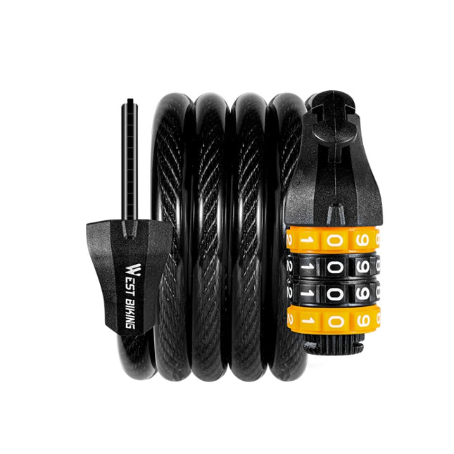 WEST BIKING YP0705061-0705062 Bicycle Password Lock Mountain Bicycle Strip Wire Anti-Theft Lock, Specification: 1.2M Four-digit-garmade.com