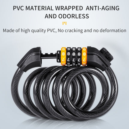 WEST BIKING YP0705061-0705062 Bicycle Password Lock Mountain Bicycle Strip Wire Anti-Theft Lock, Specification: 1.2M Four-digit-garmade.com