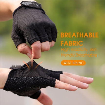 WEST BIKING YP0211218 Cycling Breathable Short Gloves Non-Slip Half Finger Gloves, Size: M(Blue)-garmade.com