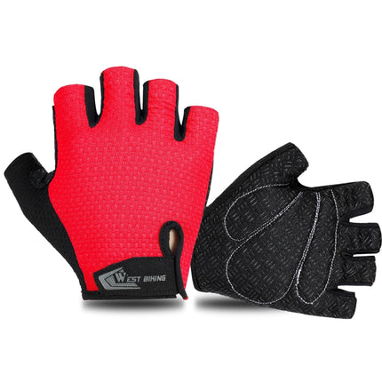 WEST BIKING YP0211218 Cycling Breathable Short Gloves Non-Slip Half Finger Gloves, Size: XL(Red)-garmade.com