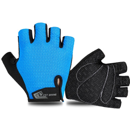 WEST BIKING YP0211218 Cycling Breathable Short Gloves Non-Slip Half Finger Gloves, Size: XL(Blue)-garmade.com