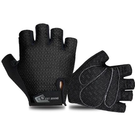 WEST BIKING YP0211218 Cycling Breathable Short Gloves Non-Slip Half Finger Gloves, Size: 2XL(Black)-garmade.com