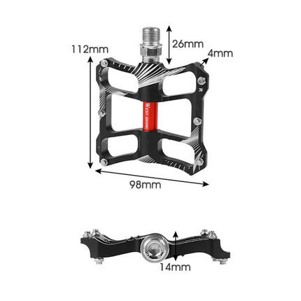 WEST BIKING YP0802080 Bicycle Aluminum Alloy Pedal Riding Foot Pedal Bicycle Accessories(Red)-garmade.com