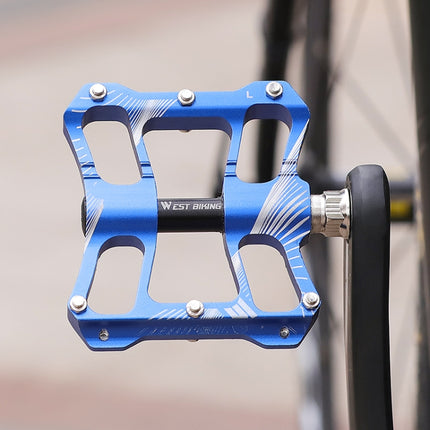 WEST BIKING YP0802080 Bicycle Aluminum Alloy Pedal Riding Foot Pedal Bicycle Accessories(Blue)-garmade.com