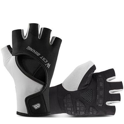 WEST BIKING YP0211217 Cycling Breathable Silicone Palm Gloves Fitness Training Wrist Guard Sports Gloves, Size: L(Dark Gray)-garmade.com