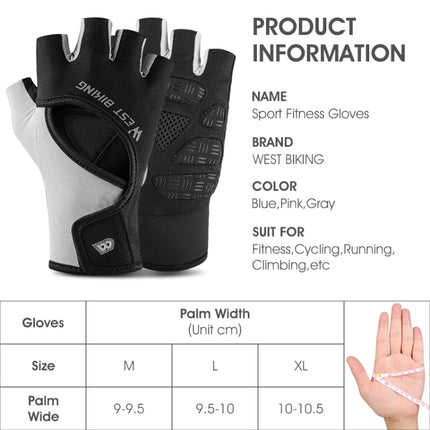 WEST BIKING YP0211217 Cycling Breathable Silicone Palm Gloves Fitness Training Wrist Guard Sports Gloves, Size: L(Black Blue)-garmade.com