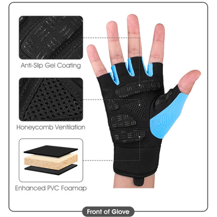 WEST BIKING YP0211217 Cycling Breathable Silicone Palm Gloves Fitness Training Wrist Guard Sports Gloves, Size: XL(Black Blue)-garmade.com