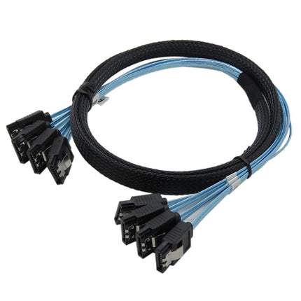 Mini SAS to SATA Data Cable With Braided Net Computer Case Hard Drive Cable,specification: 4SATA-0.5m-garmade.com