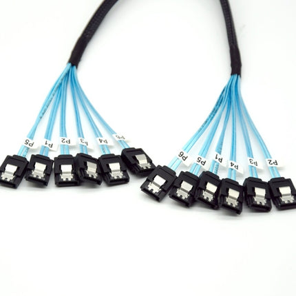 Mini SAS to SATA Data Cable With Braided Net Computer Case Hard Drive Cable,specification: 6SATA-0.5m-garmade.com