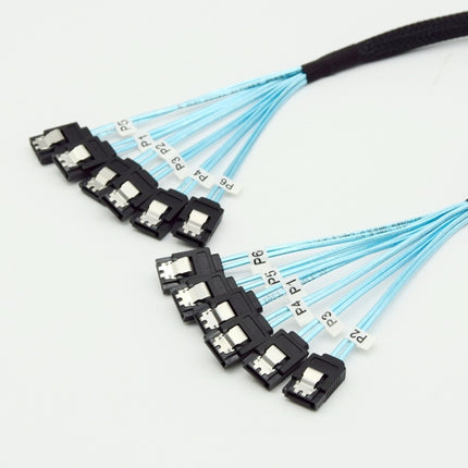 Mini SAS to SATA Data Cable With Braided Net Computer Case Hard Drive Cable,specification: 6SATA-0.5m-garmade.com