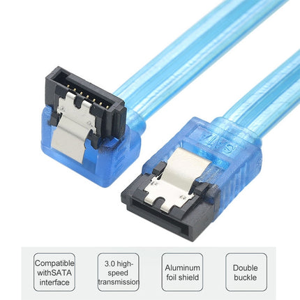 Mini SAS to SATA Data Cable With Braided Net Computer Case Hard Drive Cable,specification: Female Straight to Female Elbow -0.5m-garmade.com