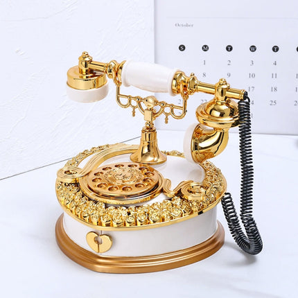 Dial Old Telephone Music Box Home Wine Cabinet Entrance Decoration Gift(White)-garmade.com