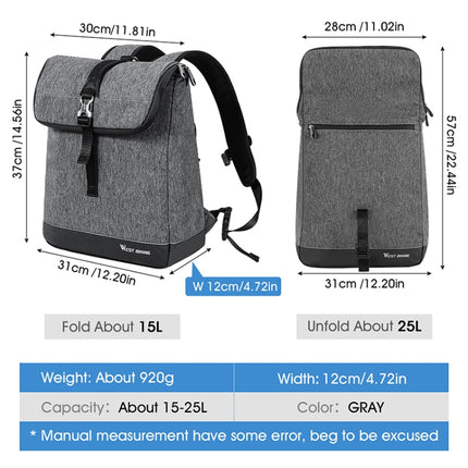 WEST BIKING YP0707259 Bicycle Riding Shelf Bags Camel Bag Multi-Function Mountain Bike Computer Backpack(Gray)-garmade.com