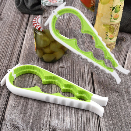 6 PCS Multifunctional Silicone Non-Slip Bottle Opener Household Safety Can Opener(White + Green)-garmade.com