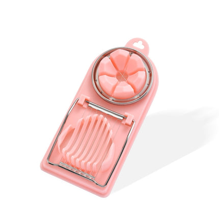 6 PCS Multifunctional Egg Cutter Kitchen Tool Stainless Steel Fancy Egg Cutter(Pink)-garmade.com