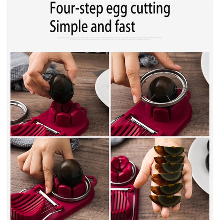 6 PCS Multifunctional Egg Cutter Kitchen Tool Stainless Steel Fancy Egg Cutter(Dark Pink)-garmade.com