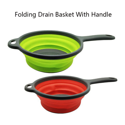 4 PCS Folding Drain Basket With Handle Fruit Basket Vegetable Washing Basket, Colour: Small(Red)-garmade.com