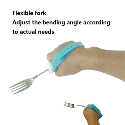 25cm 304 Stainless Steel Bendable Self-Service Fork For The Disabled & Elderly(Sky Blue)-garmade.com