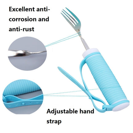 25cm 304 Stainless Steel Bendable Self-Service Fork For The Disabled & Elderly(Sky Blue)-garmade.com