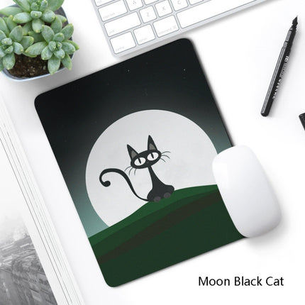 6 PCS Non-Slip Mouse Pad Thick Rubber Mouse Pad, Size: 21 X 26cm(Moon Black Cat)-garmade.com