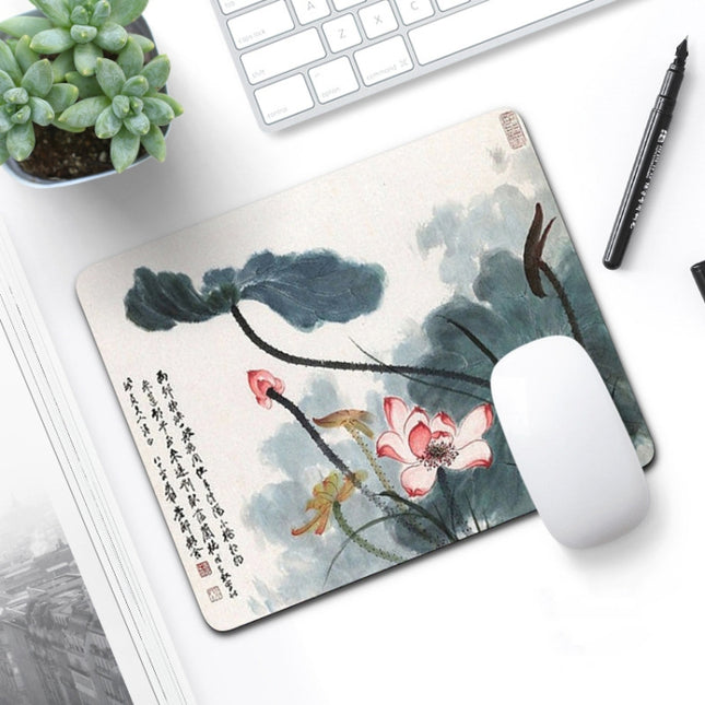6 PCS Non-Slip Mouse Pad Thick Rubber Mouse Pad, Size: 21 X 26cm(Ink Lotus)-garmade.com