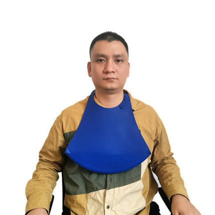 Yanxiang Elderly Eat Silicone Waterproof Bib Adult Widened Disposable Saliva Pocket(Blue)-garmade.com