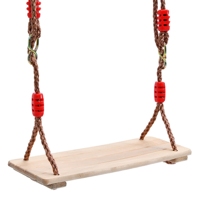 Adult Children Indoor Outdoor Wooden Swing Four Plank Swing,Random Color Delivery（Red)-garmade.com