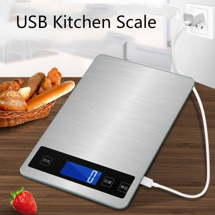 A10-1 Portable USB Kitchen Scale Household Food Baking Tea Quasi-Gram Weight Bench Scale, Specification: 10kg / 1g(White)-garmade.com