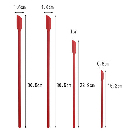 2 Sets 4 in 1 Silicone Mini-Pointed Scraper Lengthening Cosmetic Bottle Scraper Jam Spatula Set(Red)-garmade.com