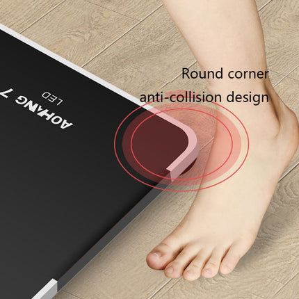 AOHANG7 USB Weight Scale With LED Hidden Screen Tempered Glass Body Scale(Red)-garmade.com