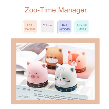 Cartoon Zoo Time Manager Mechanical Timer Reminder(Piggy)-garmade.com