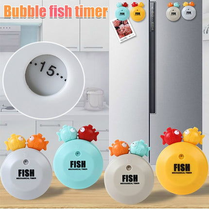 2 PCS Animal Cartoon Mechanical Timer Refrigerator Magnet Timer Kitchen Reminder, Specification: Bubble Fish (Blue)-garmade.com
