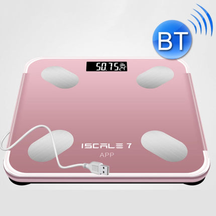 ISCRLE7 Smart Weight Scale Bluetooth Body Fat Measuring Instrument Charging Model(Rose Gold)-garmade.com