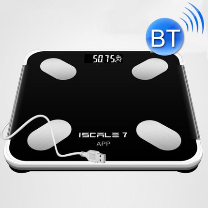 ISCRLE7 Smart Weight Scale Bluetooth Body Fat Measuring Instrument Charging Model(Bright Black)-garmade.com