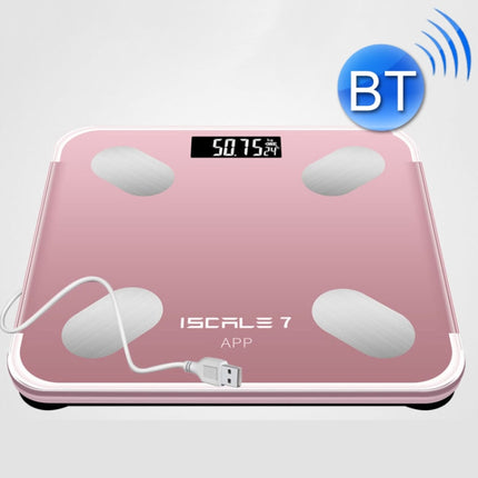 ISCRLE7 Smart Weight Scale Bluetooth Body Fat Measuring Instrument Light Energy Charging(Rose Gold)-garmade.com