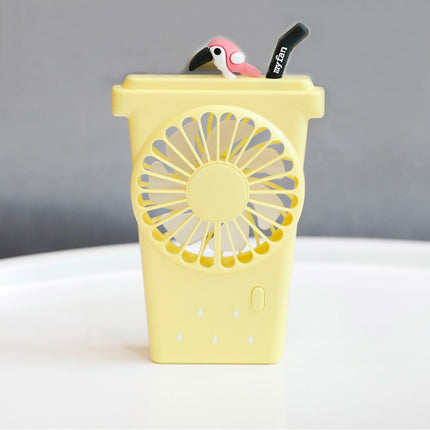 6791 Fruit Cup Type Portable Small Fan Three-Speed Wind USB Charging Fans(Yellow)-garmade.com