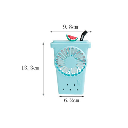 6791 Fruit Cup Type Portable Small Fan Three-Speed Wind USB Charging Fans(Blue)-garmade.com