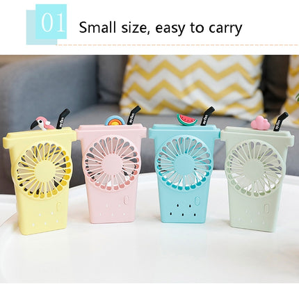 6791 Fruit Cup Type Portable Small Fan Three-Speed Wind USB Charging Fans(Yellow)-garmade.com