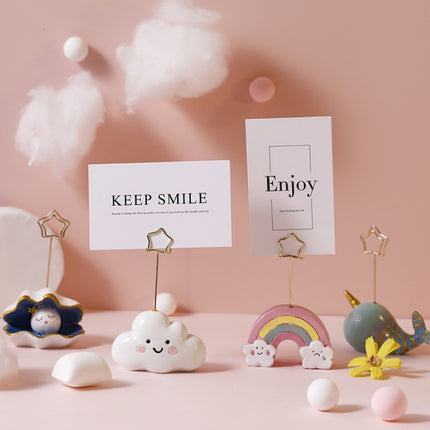 2 PCS 6650 Cute Cartoon Shape Photo Clipper Name Card Clip Desktop Decorative Small Ornaments(Shell)-garmade.com